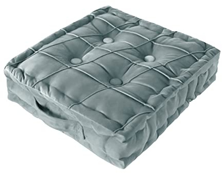 Rucener Cojín cuadrado para el suelo, cojín para el colchón, cojín con asa, cojín para silla, cojín de asiento, cojín de fieltro holandés, 45 x 45 x 12 cm, cuadrado gris