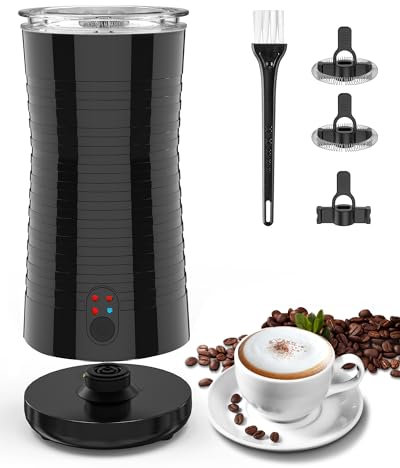 morpilot Milchaufschäumer Elektrisch 4-in-1, Milchschäumer für Heißer&Kalter Milchschaum Automatische mit 4 Modi，Anti-Rutsch Design, 400W, 240ml (Schwarz)