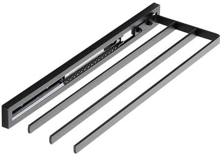 SOTECH Handtuchauszug Style 3-armig schwarz 415 mm Auszugsweg 300 mm Handtuchhalter für Seitenmontage an Waschtisch in Bad und Küche