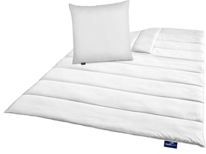 Traumnacht Green Bettenset - 4-Jahreszeitenbettdecke 135x200 cm + Kopfkissen 80x80 cm, nachhaltig mit Bezug aus Microfaser, produziert nach deutschem Qualitätsstandard