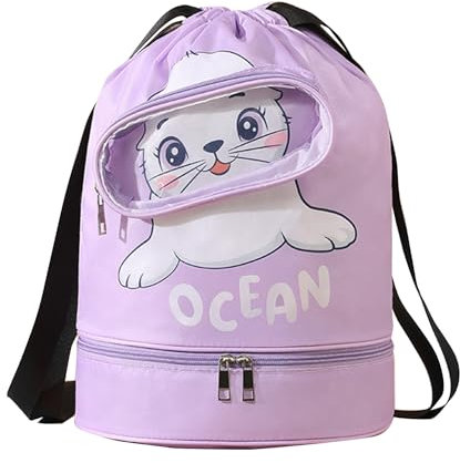 NLAND Sportivo Zaino con Coulisse Impermeabile Bambini Grande Borsa da Palestra Zaino da Nuoto Sacca Sportiva con Portascarpe per Ragazzi Ragazze (Viola)