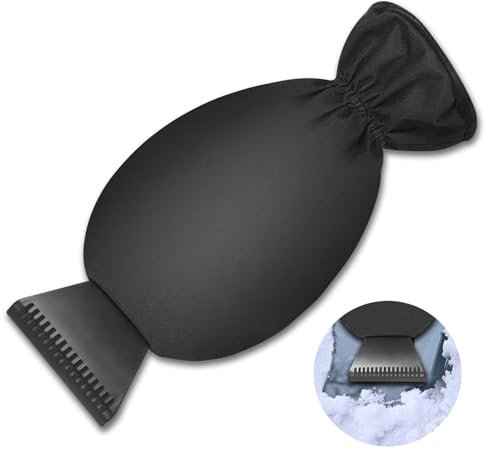 WEINIBAO Raschietto per Ghiaccio con Guanto, Nero Spatola per Ghiaccio con Guanto, Raschietto Ghiaccio Auto con Guanto, Raschiaghiaccio Auto per Rimozione della Neve dalle Auto in Inverno (B)