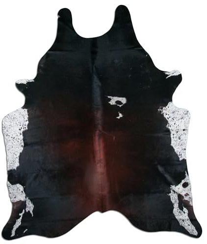 Livorio Premium Kuhfell Teppich - schwarz braun weiß - Tricolor - einmaliges Naturprodukt aus Südamerika | Rinderfell | Echtfell