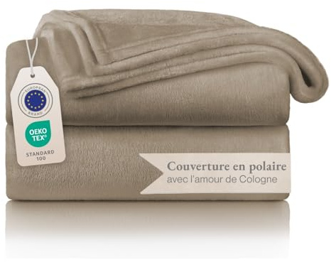 Blumtal Kuscheldecke flauschig - Oeko-TEX zertifizierte Fleecedecke 270x230 cm - Wohndecke 270x230 cm - Taupe Decke - Wohn- & Kuscheldecke/Microfaser Decke Taupe