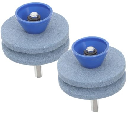 Sosoport 2pcs Lawn Mower Blade Sharpeners Double Grindstone Tool for Efficient Precision Sharpening with Power Drill Hand Drill for Garden Maintenance