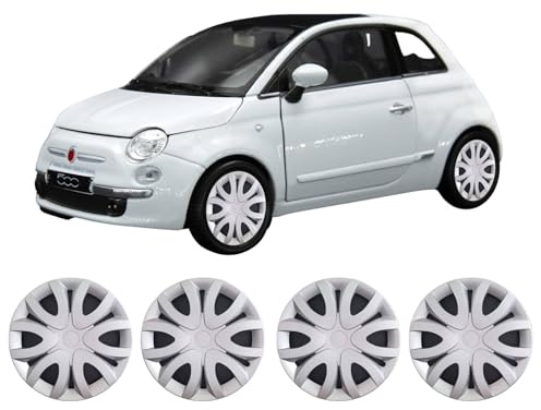 Darfox 14 Inch Wheel Trims – Set of 4 Hubcaps – Compatible with Fiat 500 – Plastic Covers for Steel Wheels (mks)