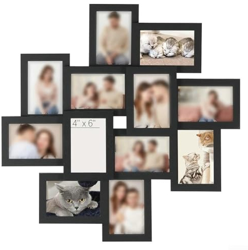Feeshoppher Marco de fotos familiar para decoración de pared y mesa, juego de 12 marcos de fotos de collage para fotos de 4 x 6 pulgadas, marcos de fotos para pared, múltiples marcos de decoración de