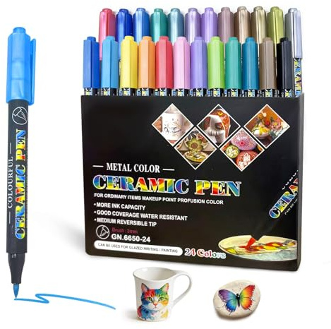 Tmefoy Rotuladores Acrílicos para Porcelana 12 Colores, Lavables en Lavavajillas, Rotuladores Impermeables para Vidrio, Tazas y Cerámica, para Decoración y Pintura