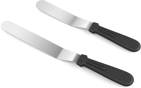 Espátula para Repostería en Ángulo, 2PCS Espátula Repostería Acero Inoxidable, Espátulas Profesional para Tartas, Magdalenas y Pasteles para el Hogar, Panadería, Cocina