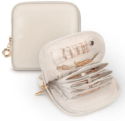 SITHON Small Travel Jewelry Case with Ring Holder, Mini Jewelry Pouch Bags