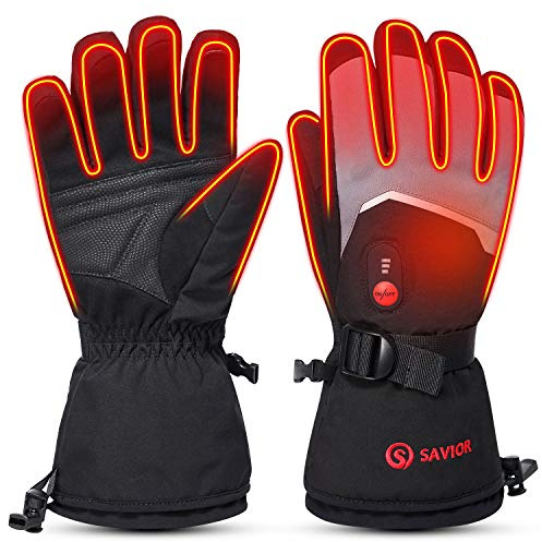 SAVIOR HEAT Guanti Riscaldati per Uomini e Donne, Guanti Riscaldati a Batteria Elettrica Ricaricabile per Sci Ciclismo Motociclismo Escursionismo Alpinismo Corsa a piedi Campeggio