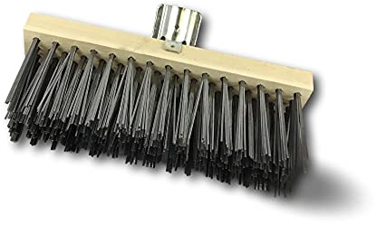 Balai de cantonnier 30 cm | sans Manche | Garnissage Acier Plat trempé | Balayage extérieur | Terrasse dallage Garage Atelier | Semelle Bois | Douille métal boulonnée Ø 28 mm | Kibros 318P30