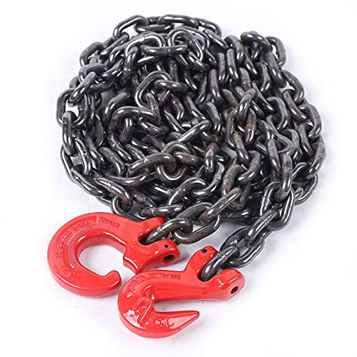 Futchoy 1-Strang Kettengehänge 2 T Tragfähigkeit - 3m (9.84ft) Krankette mit Haken 20Mn2 Legierungsstahl Anschlagkette mit Sicherheitshaken, Motorhebekette Forstkette Für BAU, Fabriken, Lager