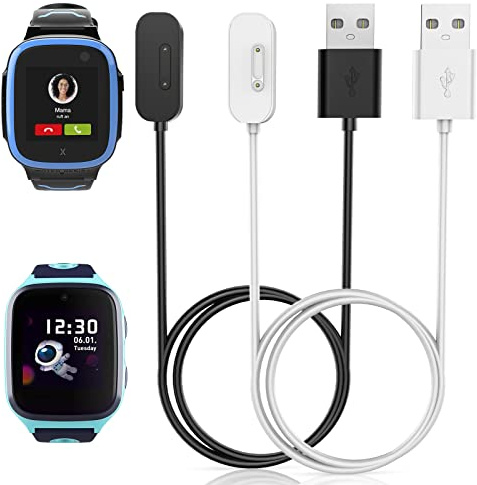 2-Stück Magnetisches Ladekabel Kompatibel mit Xplora X5 / X4, (Nicht für X6 Play) Tragbares USB-Kabel Ersatz Ladegerät Charging Cable,Schwarz & Weiß