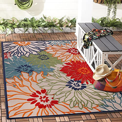 Impression Outdoor Teppich Wetterfest - Balkon Teppich Wasserabweisend - Terrasse, Garten, Wohnzimmer, Bad oder Küche - Multi Rot, 140 x 200 cm