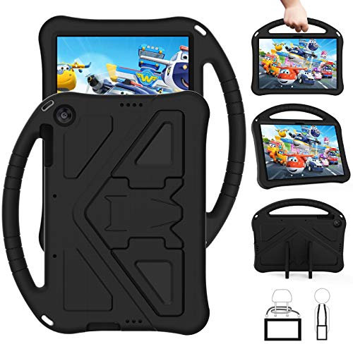 Funda de tableta para Huawei MatePad T10s 10.1/T10 9.7 pulgadas amigable para los niños cubierta ligera a prueba de golpes con mango soporte tableta negro