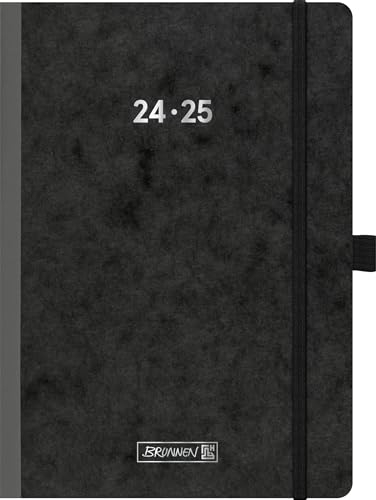BRUNNEN Schülerkalender (2024/2025) FACT!plus, 2 Seiten = 1 Woche, A5, 208 Seiten, schwarz