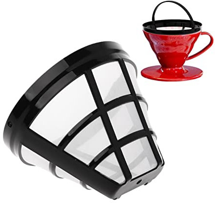 Filtro de café permanente | Filtro de café reutilizable | Filtro permanente de café tamaño 4 – lavable con mango para la mayoría de cafeteras