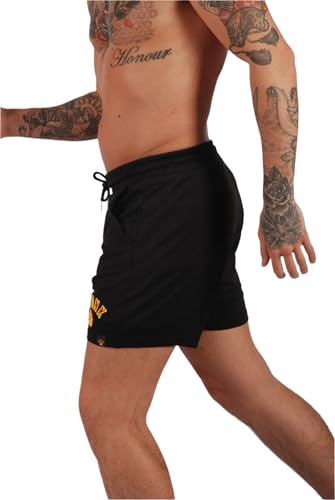 Kronk - Gloves Applique Lined Gym Shorts - Men’s Athletic Workout Shorts - Comfortable, Durable, and Stylish Training Shorts for Fitness and Sports, Black, Small