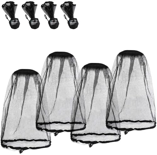 PHOGARY Cappello con Zanzariera, extra grande, 4 pezzi, copertura in rete per attività all'aperto, viaggi, campeggio, escursionismo, pesca, giardinaggio, adatta per cappelli, con tasca integrata