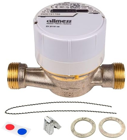 Contatore acqua universale Q3 = 2,5 freddo + acqua calda lunghezza costruzione 110 mm connettore 3/4 pollici