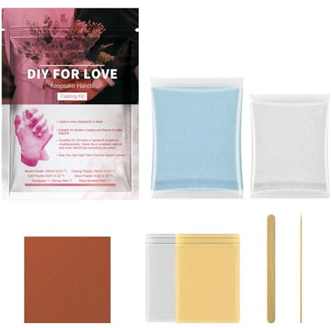 Moxeupon Kit d'empreintes de main pour couple - Set de plâtre avec poignée, activités de couple, statue de souvenir romantique pour fiançailles mariage Saint-Valentin