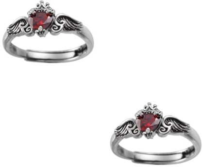 FRCOLOR 2 Stück Zirkonring Für Retro -fingerring Frauen Klingen Zirkonfingerring Keilzinkenringe Flügelringe Damenring Flügel Ringe Damen Ringe Damen Fingerschmuck Kronenringe Kupfer