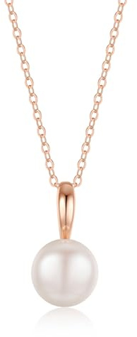 GAVU Collar de Perlas para Mujer, Collar Dorado Mujer de Plata de Ley 925 Chapado en Oro Rosa con Colgante de Perlas Naturales de Agua Dulce