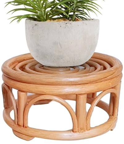 Supporto per pentole,Supporto per alzata per fiori nordici - Scaffale in rattan Scaffale per vasi da ristorante Rotondo Balcone per piante grasse per interni verde