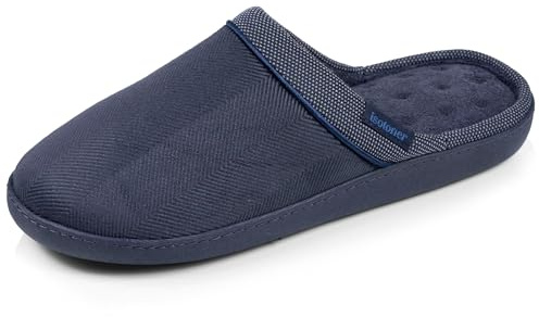 Isotoner Chaussons pantoufles Mules homme velours ultra doux, semelle ergonomique soutien plantaire, mousse à mémoire forme, 45, marine