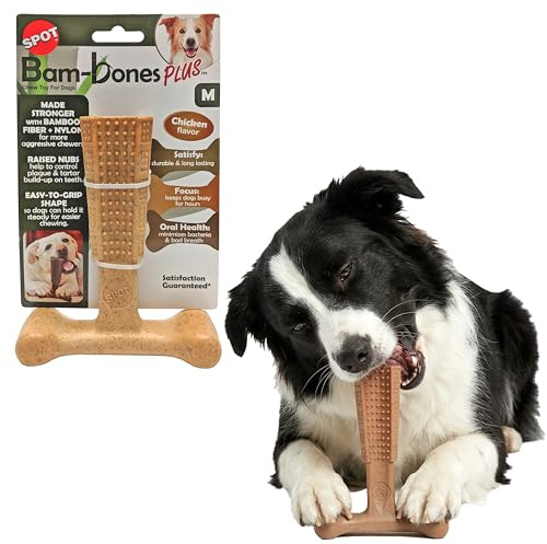 SPOT Bam-Bones Plus T-Bone Dog Chew, Chicken, 6in, 30-60 lb Heavy Chewers