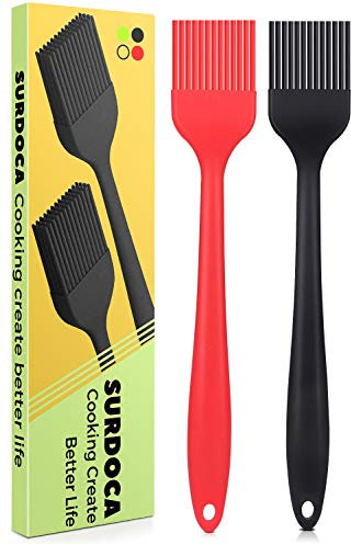 SURDOCA Silicone Basting Brush Pastry Brush - 2P 8.2 High Heat Resistant Nonstick Brushes for Kitchen Baking, Stainless Steel Core Design, BPA Free - Outdoor Dining Barbecue Utensils Basting Brushes