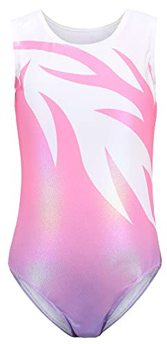 Bezioner Kinder Turnanzug Mädchen Gymnastikanzug Trikot Ärmellos Ballett Tanzbekleidung Rosa 110 für 4-6 Jahre,110-120 cm