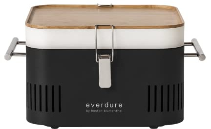 Everdure Cube - Griglia portatile a carbonella, barbecue da tavolo, per portellone, spiaggia, patio o campeggio, piccola griglia leggera e compatta, con vassoio per la preparazione e vassoio per la