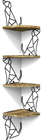 Alsonerbay Corner Shelf for Wall 4-Tier Wooden Floating Shelf Wall-Mounted for Bedroom Living Room Bathroom Kitchen Office and More Carbonized Black