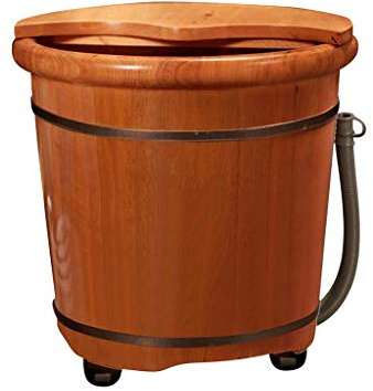 Foot Tub Wooden Foot Basin Wooden Foot Basin,Oak Foot Bath Barre Massage Durable Heightening Foot Tub Nature Hydro Massage Foot Massage Spa Sauna Bath foot Bath Wooden Bucket Foot Spa Household Wash B