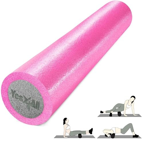 Yes4All Medium Firm PE Foam Rollers for Yoga & Pilates, Available in 12, 18, 24, 36 inch, Two-Layer PE Yoga Roller for Massage