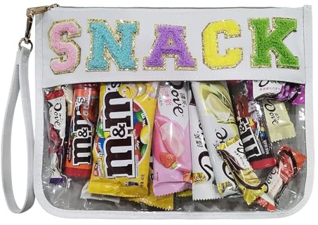 Trasparente Borsa per cosmetici Beauty Case Toilette con Lettera di Ciniglia Borsa per il Trucco da Viaggio Zipper Flat Pouch Impermeabile PVC Trousse Trucchi Wash Bag