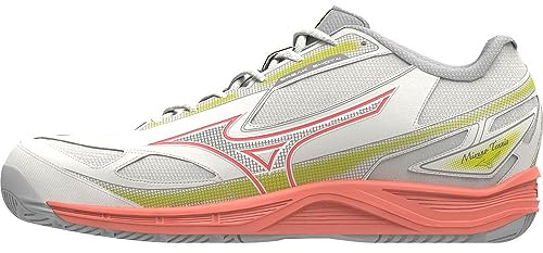 Mizuno Break Shot 4 AC (W), Scarpe da Paddle Donna, Snow White/Neon Flame/Ghost Gray, 39 EU, Snow White Neon Flame Ghost Grey, 39 EU