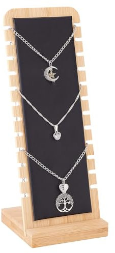 Helweet Espositore per Collane in Legno - Supporto per Gioielli Tabelloni con 12 Slot Cavalletto