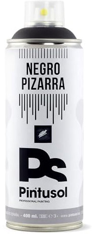 PINTUSOL Pintura Efecto Pizarra en Spray, Convierte Cualquier Superficie en Pizarra, Acabado Negro Mate, Fácil Aplicación Multi Superficie Suelo Pared, Pintura Negra Pizarra Profesional Espray 400ml