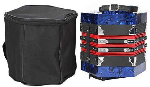 Konzertina Akkordeon, Professionell 20 Knöpfe Konzertina Akkordeon mit Bag Musical Instrument Supplies für Anfänger (Königsblau)