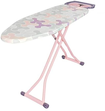Paluplus Asse da Stiro Pieghevole, Misura 137X37 cm, Altezza Regolabile in diverse Posizioni, Tavola da Stiro Salvaspazio con copriasse e Poggia Ferro da Stiro -648F (Lilla e Rosa)