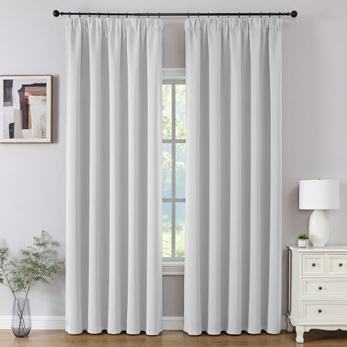 CUCRAF Cortinas Opacas con Cinta Fruncidora 2 Unidades H245 x B140 cm Termoaislante Aislante Acústico Blackout para Salón Dormitorio