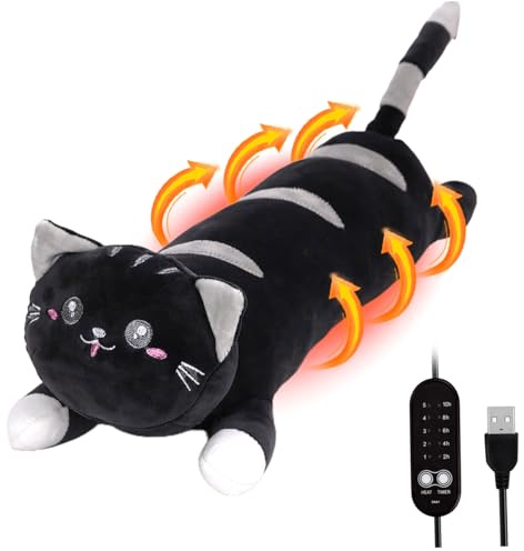USB Heat Pad 5 Heats Settings 5 Timer Modes Period Cramp Heat Pad 19.7x5.5 Cute Cat Stuffed Animal Period Animal Heating Electric Cat Heating Sporting Goods.