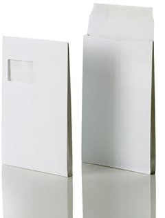POSTHORN - Sobres plegables C4 con ventana (100 unidades, 324 x 229 x 40 mm | Sobres autoadhesivos A4 con base de bloque, sobres C4 de papel kraft blanco, sobres A4