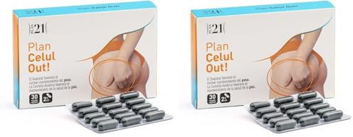 PLAMECA Plan Celul Out Piel Naranja Muslos, Extractos Secos de Naranja Sanquina, Pomelo, Guaraná, Café Verde, Centella Asiática, 30 Cápsulas Vegetales (Paquete de 2)