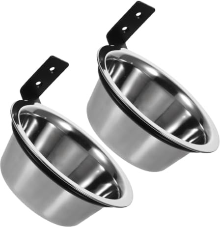 Abaodam Lot de 2 Gamelles Surélevées Murales pour Chien en Acier Inoxydable, Bol Nourriture et Eau Séparés, pour Petits Espaces et Appartements