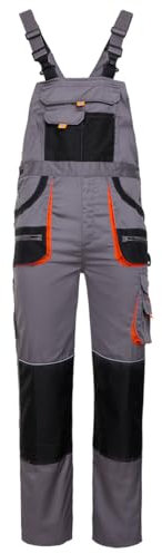 Stenso des-Emerton - Salopette da Lavoro - Uomo - Tute Protettive - Slim Fit - Grigio/Nero/Arancione - 54