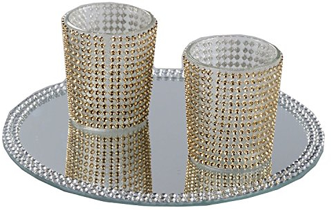 Riyashop D&S Vertriebs GmbH Plat décoratif avec Miroir et Plateau pour Bougies